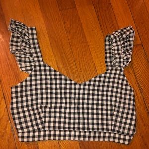 Vintage Checkered Ruffle Crop Top